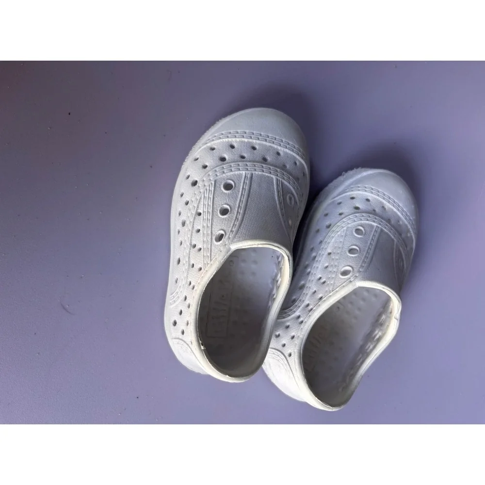 Little Me Kids White Perforated Slip On Water Shoes Size 3 baby EVA Sandals